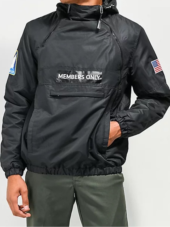 Members Only Black NASA Patch Windbreaker